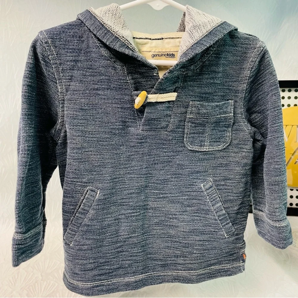 OshKosh Genuine Kids Toddler 2T Boys’ Shawl Pullover Sweater Hood Pocket